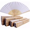 KFMX 36 Abanicos Blanco Madera Tela Fiesta Boda Recuerdos Fiesta