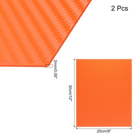 Rebower ABS Plastic Sheet 8 x 12 Inch,Flexible Plastic Sheets 1/12 Inch Thick Thermoplastic Sheet with Carbon Fiber Orange for DIY Crafts Decors 2Pcs