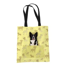 Border Collie Sheepdog Gifts for Dog Lovers Owners - Reusable Shopper Shoulder Tote Bags - Cloth Fabric Gift Bag with Dogs on - YELL