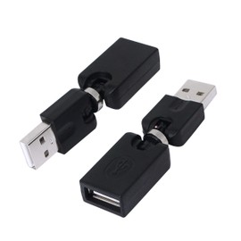 CERRXIAN Rotating and Swivel Twist USB 2.0 Type A Male to Type A Female 360 Degree Rotation Adjustable Right Angle Extension Adapter Convertor (2-Pack,AM-FM)