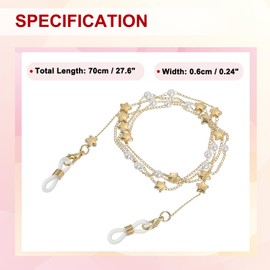 uxcell Beads Eyeglass Chain, Pearl Glasses Strap Eyewear Retainer Chain Around Neck Sunglass Holder for Girls Women, Golden Star