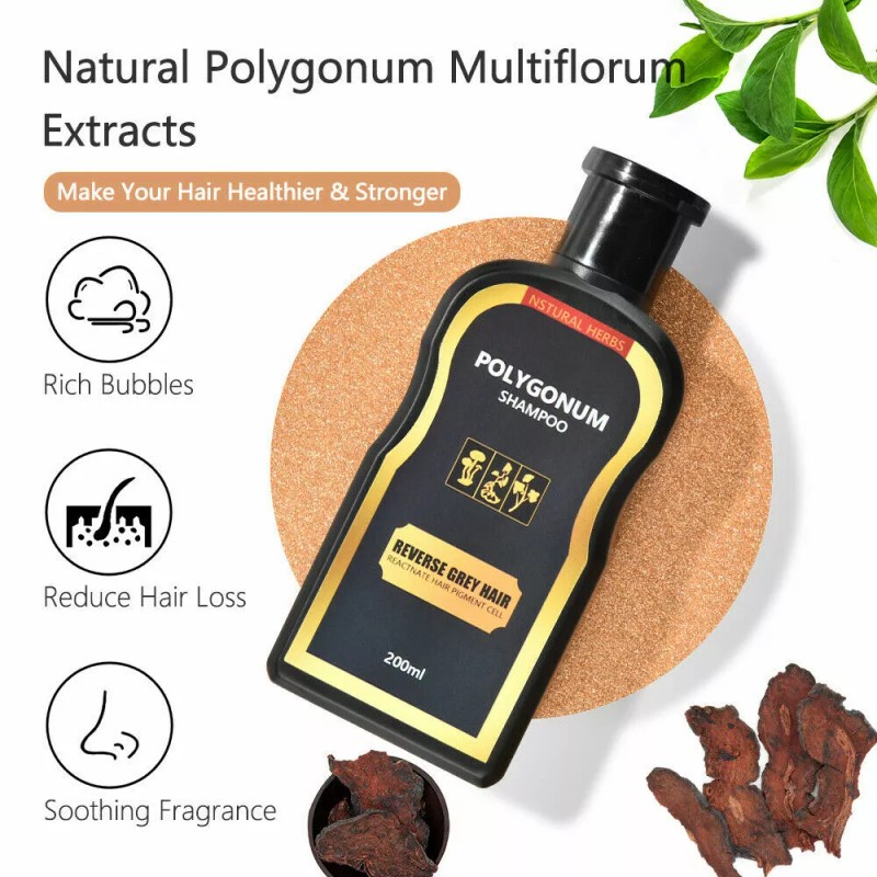 Polygonum Instant Black Hair Shampoo Reverse Gray Shampoo Hair Darkening