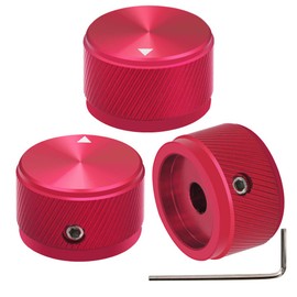 mxuteuk 3Pcs Red Bass Knob Guitar Knobs Aluminum Alloy Potentiometer Control Knob Volume Audio Electric Guitar Knob Screw Type 25 x 15.5mm (d*h) KNOB-06-25R