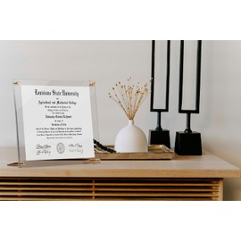 Wexel Art 9x12 Clear UV Grade Acrylic Tabletop Floating Picture Frame Display with Gold Hardware for Art and Photos