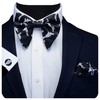 Gusleson Big Silk White Bowtie and Pocket Square Cufflink Flora