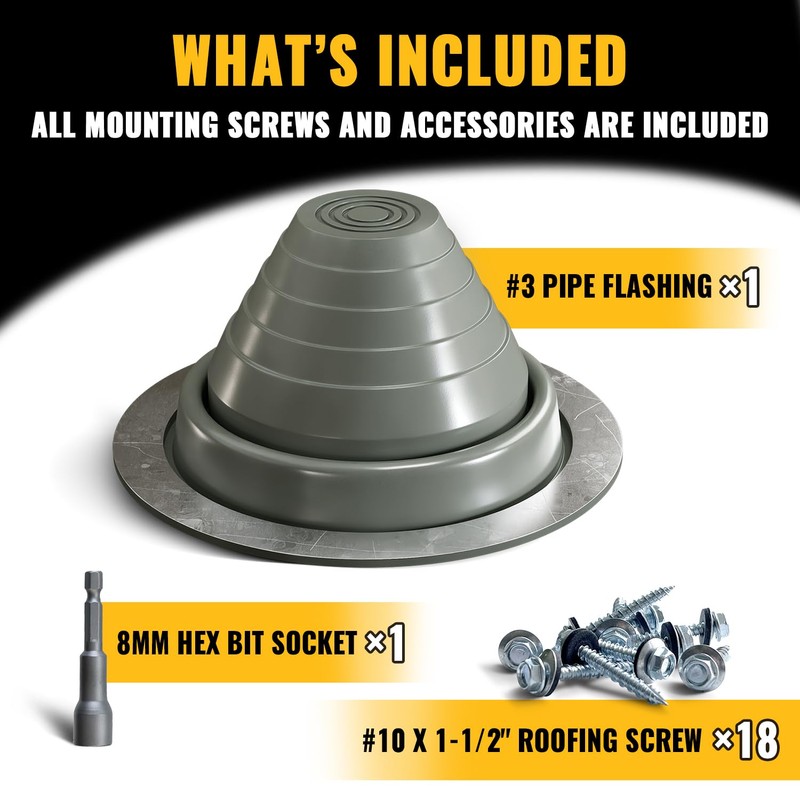 VIVIDA #3 Silicone Metal Roof Pipe Flashing Boot, High Temp
