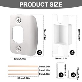 2 Sets Door Strike Plate Repair Kit, Standard Door Latch Restorer Strike Plate Heavy Duty Latch Reinforcement Plate Security Hardware for Home Office Store Exterior Internal Door Repair Fix (Silver)