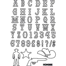 Alphabets Letters Cowboy Western Wall Stencil Silhouette Reusable no 37