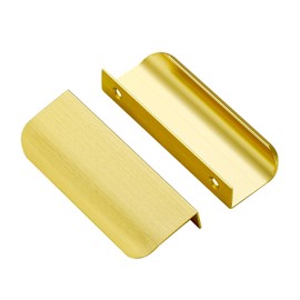 Ravinte 3 Pack Finger Pulls for Cabinets 76mm/3in Hole Center Tab Cabinet Handle Gold Finger Edge Pulls Concealed Handles for Kitchen Drawer Finger Cabinet Pulls 102mm/4.02in Length