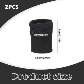 2-Pack Wrist Pouch with Zipper,Portable Running Wristband Pocket, Sweat Bands for Men & Women, Hiking, Running, Basketball, Tennis, Travel, & Workouts