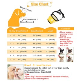 Dog Muzzle,Soft Nylon Print Dog Muzzles for Small Medium & Large Dogs. Breathable Adjustable Loop Pets Muzzle to Prevent Biting Barking and Chewing,Ideal for Vet Visit & Training (Yellow, 7#XXL)