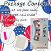 24Pcs 4th of July Press on Nails Short Square French