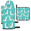 Mxocom Cute White Llama Oven Mitts and Pot Holders Sets