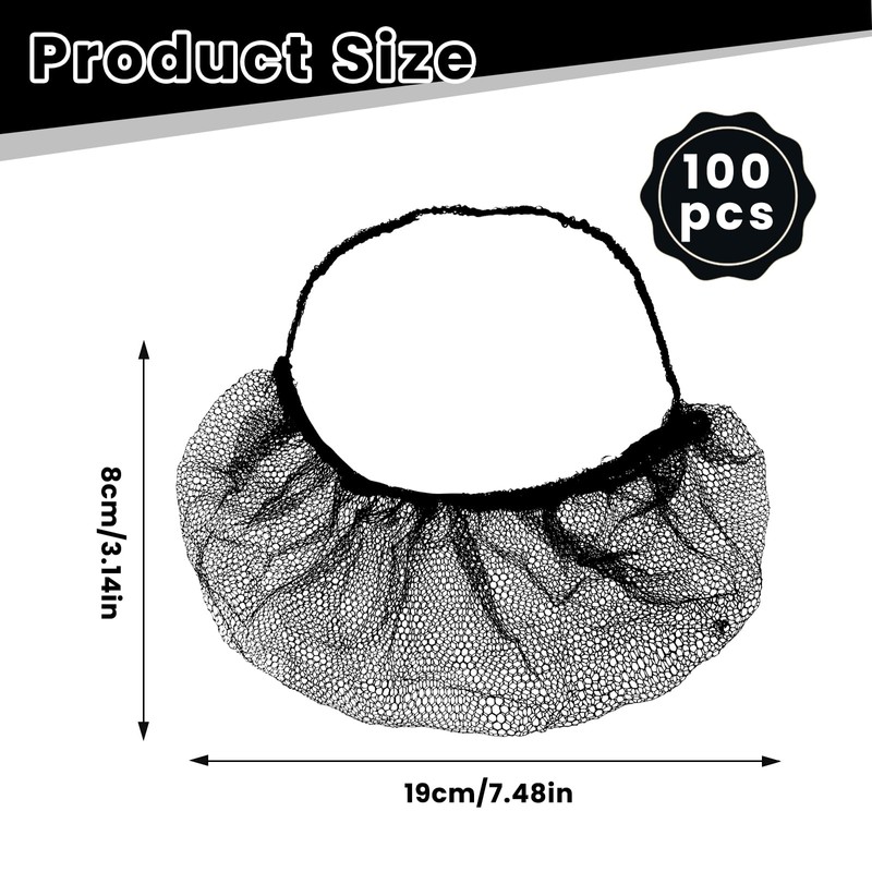 100 Pcs Disposable Beard Nets Food Service, Breathable Nylon Hair