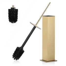 BVL Toilet Brush and Holder Set Gold Stainless Steel 304 Square Freestanding Toilet Brush for Bathroom