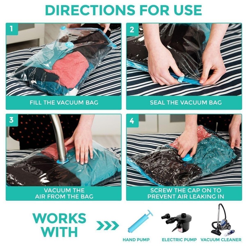 iPEAK Vacuum Storage Bags Medium 50x70cm Airtight Valve and Waterproof