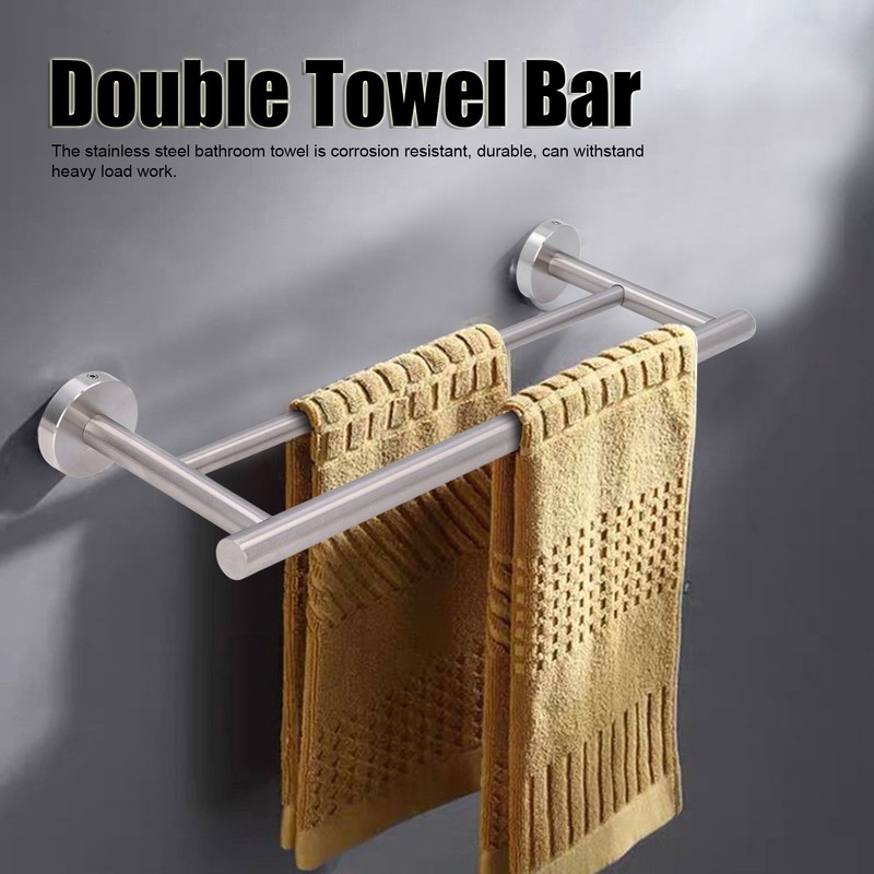 Double Bath Towel Bar Modern Style Stainless Steel Towel Holder