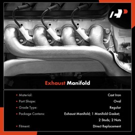 A-Premium Right Exhaust Manifold Kit W/Gasket, Studs & Nuts [5.0L] Compatible with Ford F-150, F-250, E-150 Econoline Club Wagon, E-250 Econoline & Lincoln Continental, Town Car & Mercury Colony Park