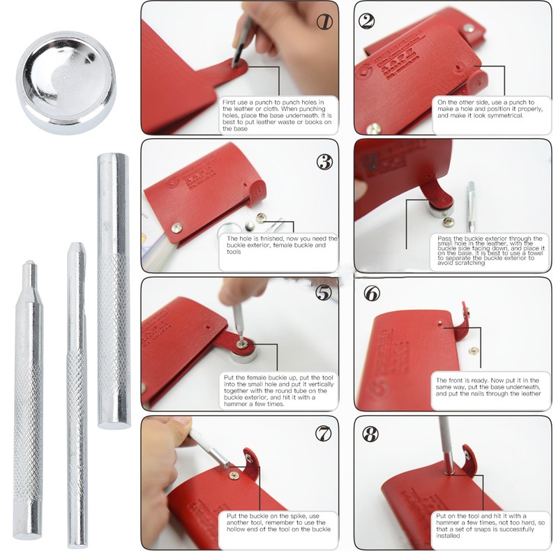 Snap Fastener Kit Metal Press Stud Leather Tich Button Tool