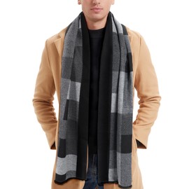 Men Scarf Winter - Men Warm Tartan Scarves Classical Cashmere-like Plaid Knitted Long Scarf Shawl Neck Wrap