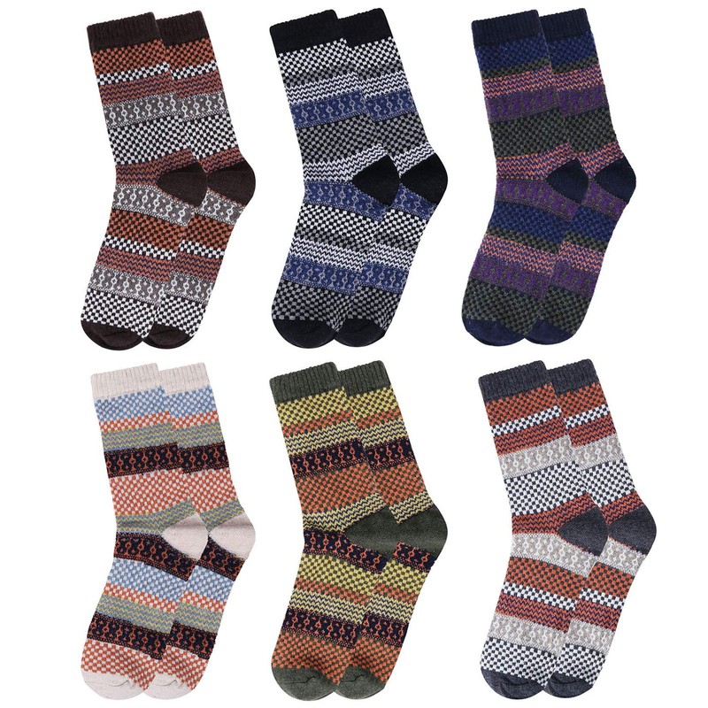 6 Pairs Mens Wool Socks Thick Warm Winter Thermal Socks