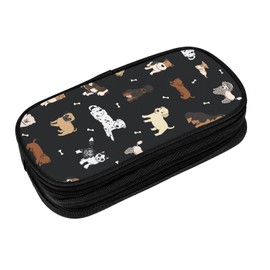 Perinsto Cute Dogs Animals Pencil Case Big Capacity Multi Compartment Stationery Box Pencil Pouch Holder Desk Organizer For School Office Home