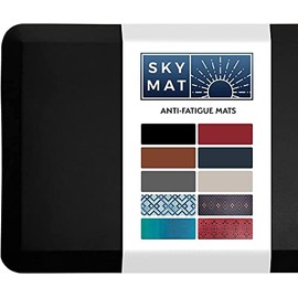 Sky Solutions Anti Fatigue Mat - 3/4" Cushioned Kitchen Rug and Standing Desk Mat & Garage - Non Slip, Waterproof and Stain Resistant (20" x 39", Black)