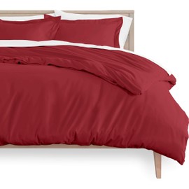 Bare Home Duvet Cover Queen Size - Premium 1800 Super Soft Duvet Covers Collection - Lightweight, Cooling Duvet Cover - Soft Textured Bedding Duvet Cover (Queen, Red)