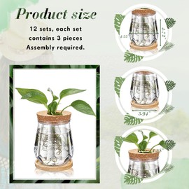 Baderke 12 Packs Propagation Vases for Plants Plastic Plant Propagation with Hole Lid and Bamboo Stand Growing in Water Hydroponic Home Office Desktop Vase Decoration(Diamond Style)