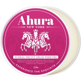 Ahura Herbal Natural Floral Eau de Parfum, Solid Perfume Balm, with notes of with Iris, Patchouli, Warm Vanilla & Spun Sugar, No Alcohol, TSA Approved, Cruelty-Free, Handmade, Sensual, 2 oz (Floral)