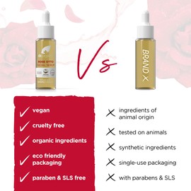 Dr Organic Rose Otto Facial Serum, Moisturising, Healthy-Aging, Wrinkles, Mature Skin, Natural, Vegan, Cruelty-Free, Paraben & SLS-Free, Recycled & Recyclable, Organic, 35ml, Packaging may vary