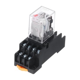 sourcing map 1 Set AC24V Electromagnetic Power Relay 14-Pin AC/DC DPDT 4NO+4NC Relay Coil with Socket Base for Industrial, Home Appliances and DIN Rail System with LED Indicator