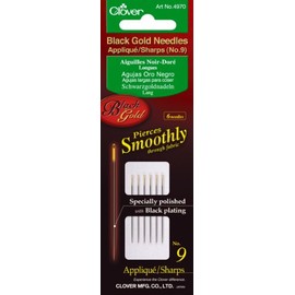 Clover Needlecrafts Black Gold Applique/Sharps Needles Size 9 6 Pack 4970 (3-Pack)3