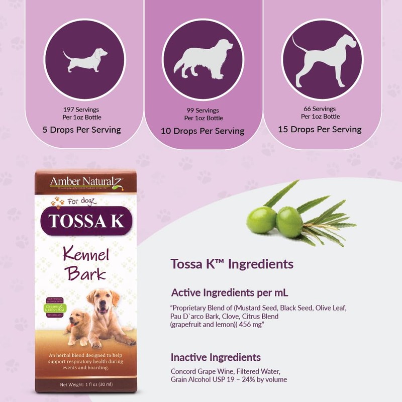 Amber NaturalZ Tossa K Kennel Bark Herbal Supplements for Dogs