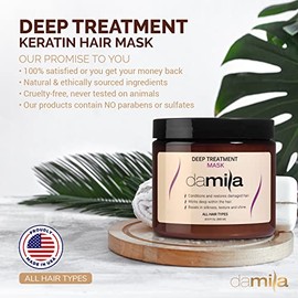 Hydration Hair Mask for all hair types - Best Damaged Hair Treatment/Repair Mask for Hair Uses Hydrolyzed Keratin to Strengthen and Moisturize (16.9 o