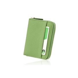 Lasiem Women's Mini Wallet, Card Case, Genuine Leather, Anti-Skimming, Store Bills Without Folding, Coin-Through-Type Coin Purse