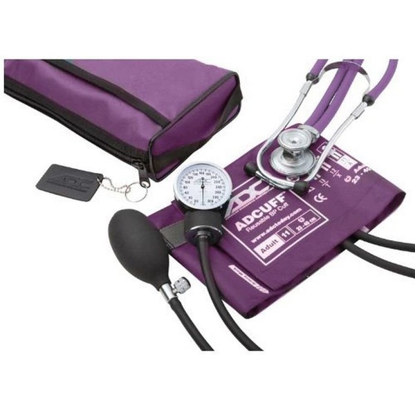 ADC Pro's Combo II SR Set Sfigmomanometro aneroide tascabile per adulti/Stetoscopio con Prosphyg 768 Sfigmomanometro per pressione arteriosa, colore viola