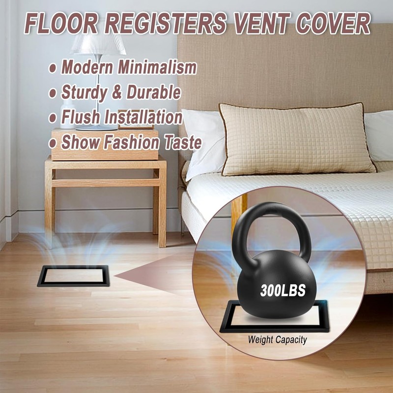 3 Pack 4x10 Flush Mount Floor Register – Heavy-Duty Matte