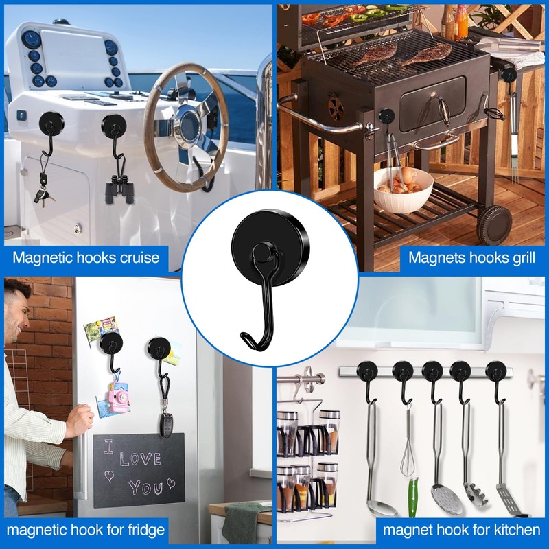 LOVIMAG Magnetic Hooks for Cruise Cabins,110Lbs Black Swivel Magnet Hooks,Heavy