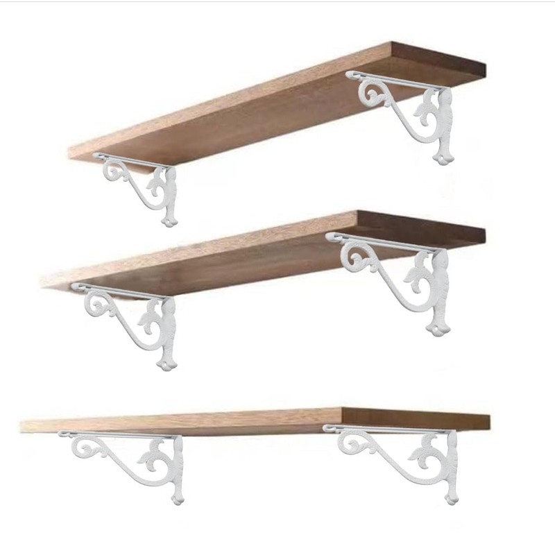 khtumeware 4 Pack Heavy Duty Hammered White Shelf Brackets 8