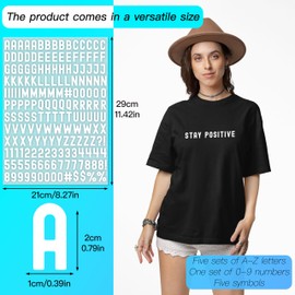 0.8inch Small 5 Sheets 895 Pieces Iron on Letters for Clothing with A-Z Heat Transfer Letters 0-9 Iron on Numbers for Fabric T-Shirt Printing (White, Retro)