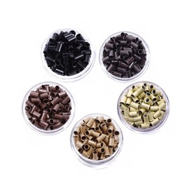 1000 Pcs Flare Euro Lock Copper Tubes Micro Rings Links Beads for I-Tip Human Hair Extensions 3.4x3.0X6.0mm (Dark blonde)