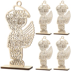 Briwooody 18 Pcs Guardian Angel Wings Boy Wooden Baptism Centerpiece for Table Wood with Stand Angel Laser Cutout Religious Baptism Favor for Baby Shower Wedding Party Decoration Centerpiece Christen