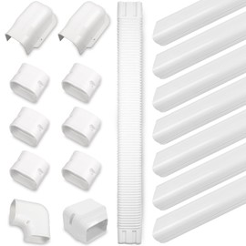 MOOITEK 3" 25Ft PVC Line Set Cover Kit for Ductless Mini Split Air Conditioners, Decorative PVC Slim Line Cover for Central AC & Heat Pumps Systems Tubing Cover