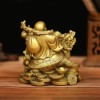 Laughing Buddha Statue Gold Large Sitting Feng Shui Dragon Turtle
