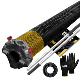 arage Door Torsion Spring 250x2x29 for Right Side of Garage Door with Winding Bars, 1" Nylon Bushing, and Gloves Heavy Duty Precision E-Coating 5-Year Warranty Minimum 30,000 Cycles (Black Cone)