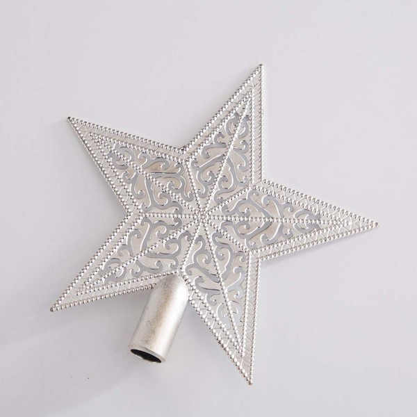 Christmas Tree Top, Star, Openwork, Christmas Ornament, Gold, Silver, Tree Decoration, Stylish Decoration, Tree Top, Luxurious Feeling (Silver, 7.9 inches (20 cm)