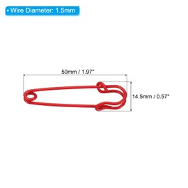 MECCANIXITY Safety Pins 1.97 Inch Large Metal Sewing Pins for Blankets Skirts Crafts Brooch Making Red 50Pcs