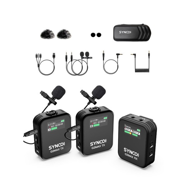 Pin Microphone, Wireless, SYNCO G2 (A2) Max, Approximately 24 Hour