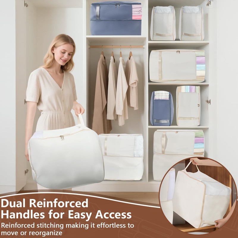 Compression Storage Bags for Down Comforters, Foldable Reusable Organizer for